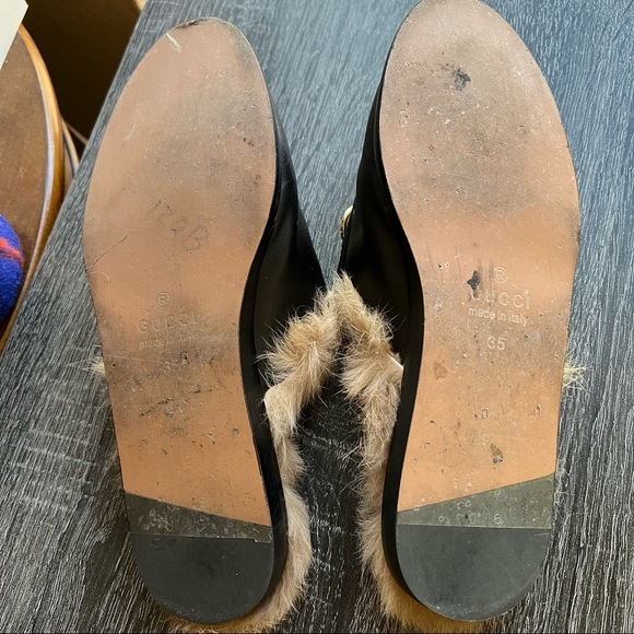 Gucci Princetown Lips and Heart Embroidered Fur Lined Mules US 5 Retail $1050 - Picture 6 of 10